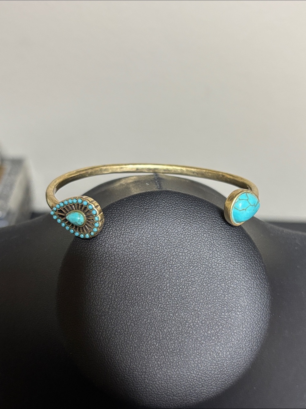 Lucky Brand Turquoise Stone Open Cuff Bracelet - Gold-Tone Boho Western